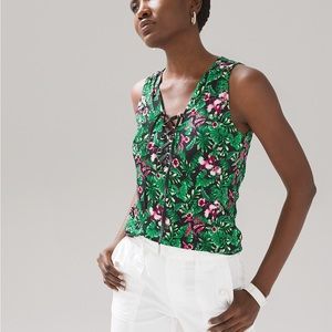 NWT White House black market matte jersey lace up tank